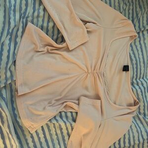 SHEIN Long Sleeve Ribbed Tee in Light Pink